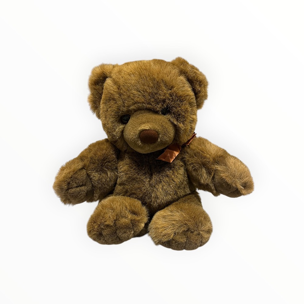 Vintage Playful Pals Expressly Mervyns Teddy Bear Brown Plush Stuffed Animal Bow